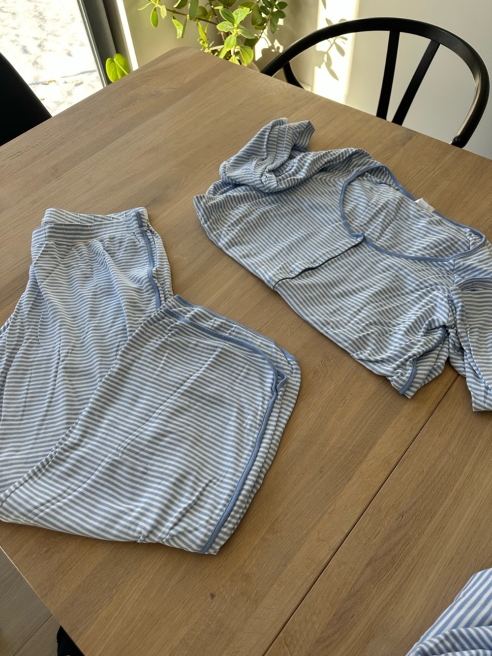 LAKE Women’s MATERNITY Blue Stripe Pajama Set - Soft Short Sleeve Top & Pants